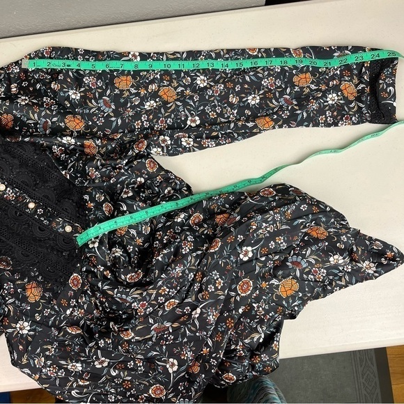 DALIA Macphee Floral Pleated Long Sleeve‎ Midi Dress Black Size 3x New - Picture 10 of 15